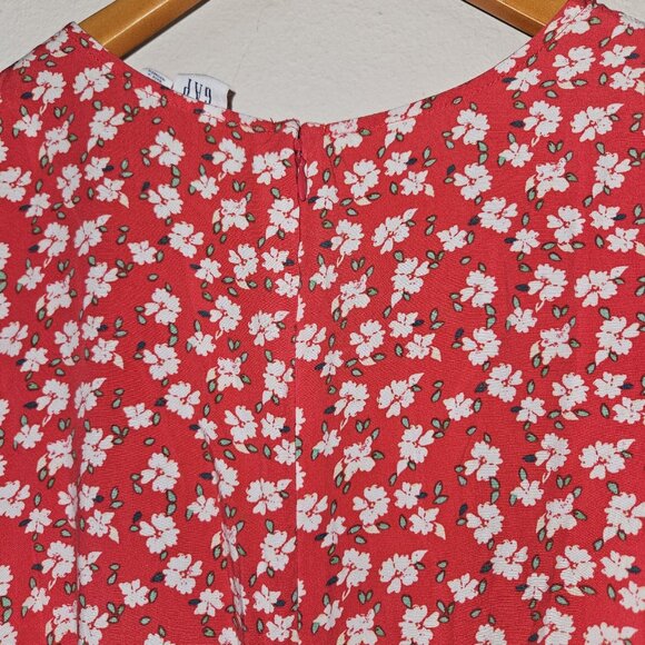 GAP Red Floral Mini Dress Women’s Size 2 Short Sleeve V-Neck Fit & Flare - Picture 16 of 16